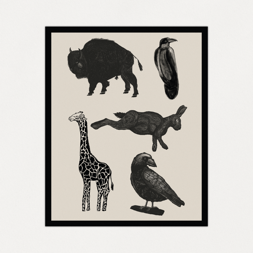 Animals 40x50 Print | Wellton Illustration - Handcrafted illustrations  printed on stuff